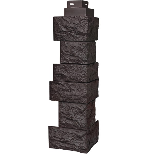 Цокольный сайдинг FineBer – Серия “Дикий камень”, Угол наружный, Коричневый купить в Домодедово