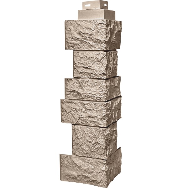 Цокольный сайдинг FineBer – Серия “Дикий камень”, Угол наружный, Песочный...  купить в Домодедово