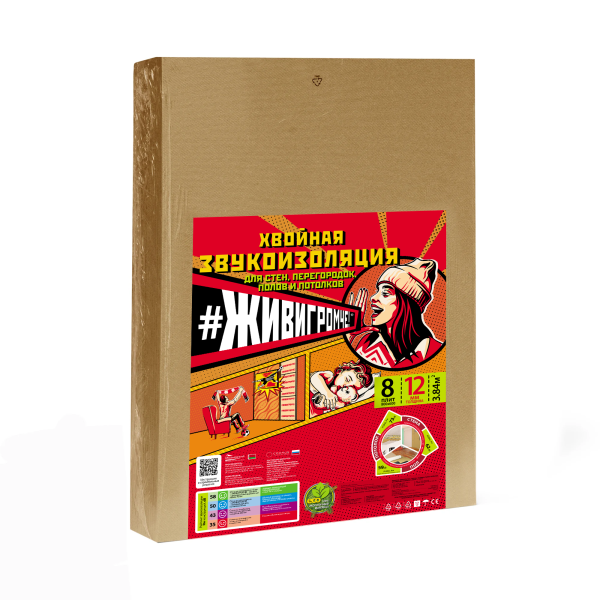 Хвойная звукоизоляция под гипсокартон #ЖИВИГРОМЧЕ! 800х600х12 мм (3,84м2) купить в Домодедово