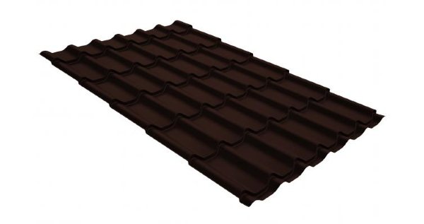 Металлочерепица классик GL 0,5 GreenCoat Pural Matt RR 887 шоколадно-коричневый (RAL 8017 шоколад) купить в Домодедово