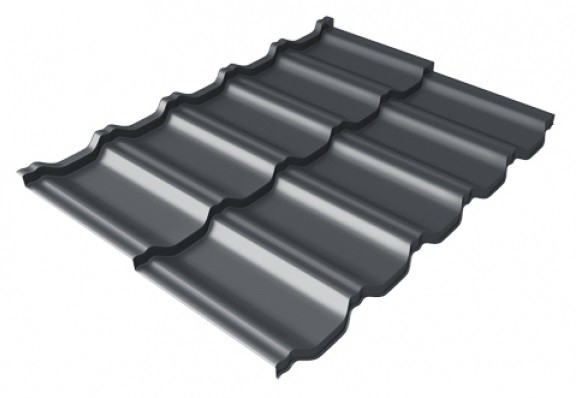 Металлочерепица модульная Квинта Uno Grand Line c 3D резом 0,5 Satin Мatt RAL 7024 мокрый асфальт купить в Домодедово