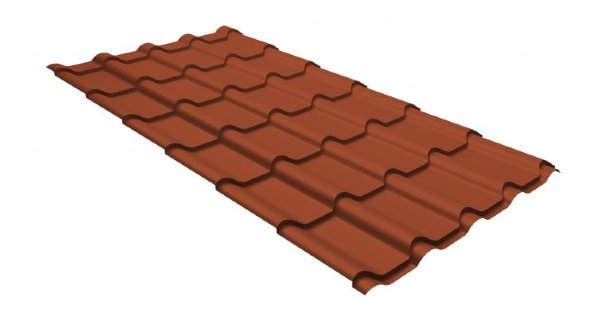 Металлочерепица камея GL 0,5 GreenCoat Pural RR 750 кирпично-красный (RAL 8004 терракота) купить в Домодедово