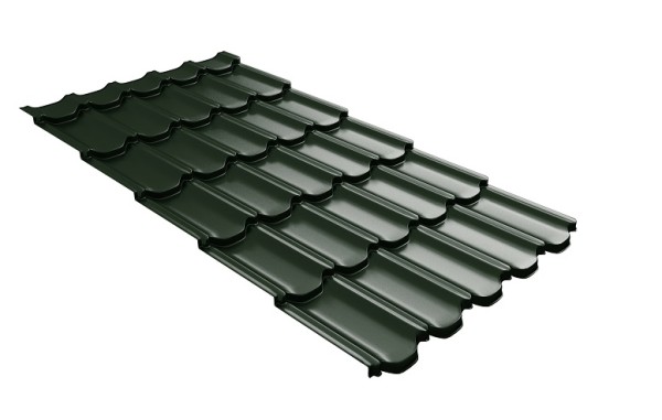 Металлочерепица квинта плюс с 3D резом 0,5 GreenСoat Pural Matt RR 11 темно-зеленый (RAL 6020 хромовая зелень) купить в Домодедово