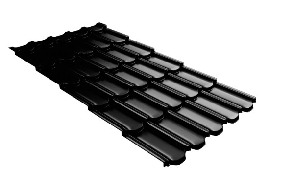 Металлочерепица квинта плюс с 3D резом 0,5 GreenСoat Pural Matt RR 33 черный (RAL 9005 черный) купить в Домодедово