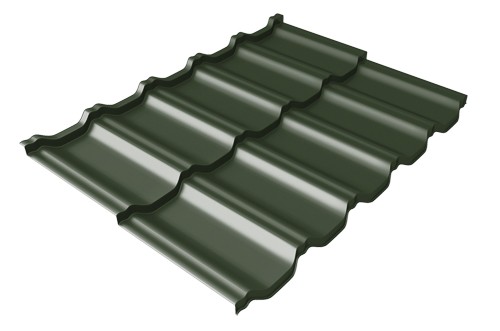 Металлочерепица модульная Квинта Uno Grand Line c 3D резом 0,5 GreenСoat Pural Matt RR 11 темно-зеленый (RAL 6020 хромовая зелень) купить в Домодедово