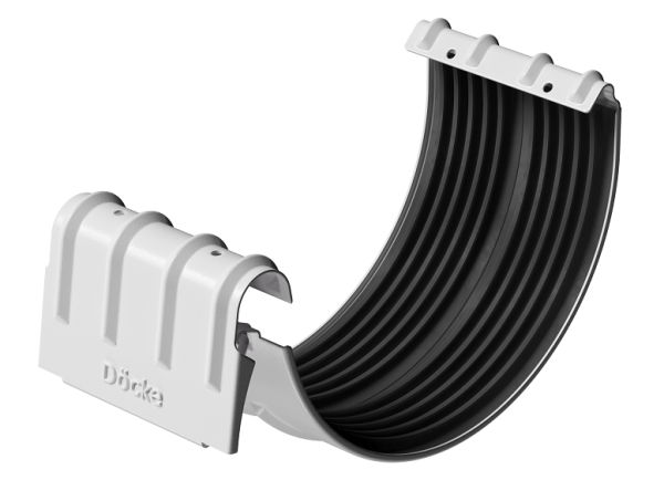 Соединитель желобов D125 Döcke STAL PREMIUM Пломбир, (RAL 9010) купить в Домодедово