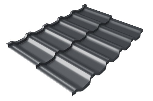 Металлочерепица модульная Квинта Uno Grand Line c 3D резом 0,5 Satin RAL 7024 мокрый асфальт купить в Домодедово