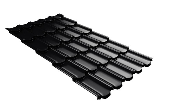 Металлочерепица квинта плюс с 3D резом 0,5 Satin Мatt RAL 9005 черный купить в Домодедово