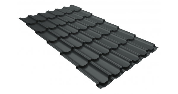 Металлочерепица квинта плюс 0,5 GreenCoat Pural Matt RR 23 темно-серый (RAL 7024 мокрый асфальт) купить в Домодедово