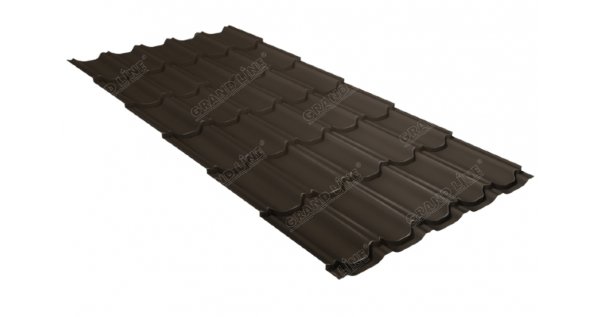 Металлочерепица квинта плюс 0,5 GreenCoat Pural Matt RR 32 темно-коричневый (RAL 8019 серо-коричневый) купить в Домодедово